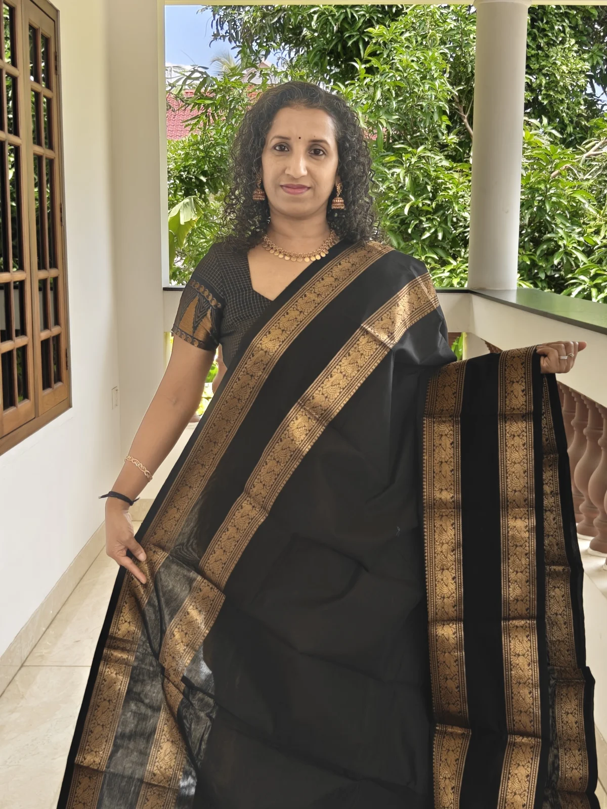 Black Kanchi Cotton Saree Pkc024(1)
